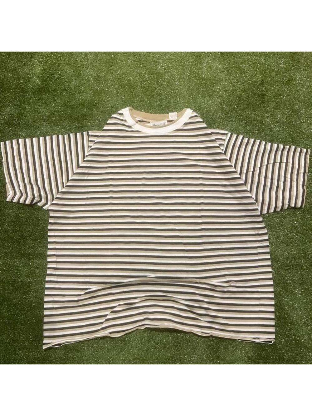Vintage 90s Blue Zone Blue, Tan & White Striped Shirt Size XL
